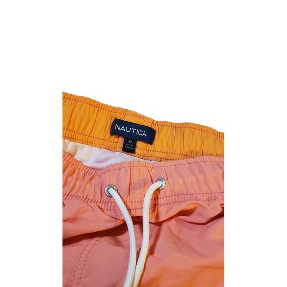 Nautica Color Block Swim Trunks Men's Size M Orange Pink Swim Surf Boat Sailing - Picture 15 of 15